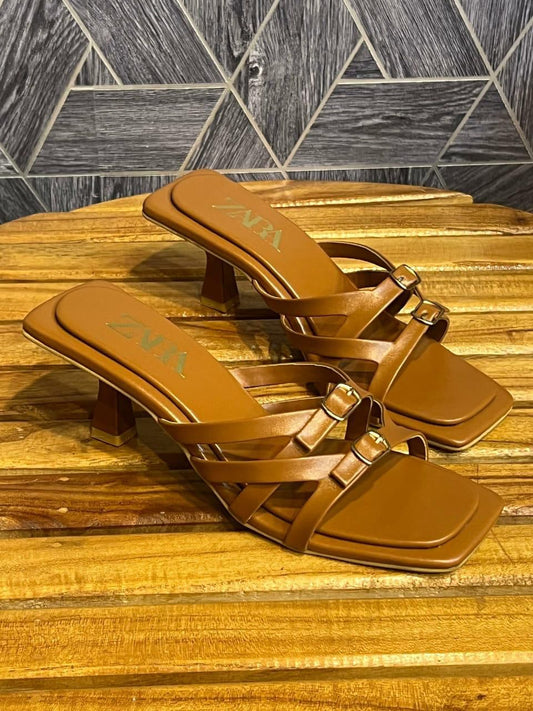 Z-A-R-A Inspired Strap Heels – Elegant Women Footwear | (Brown)
