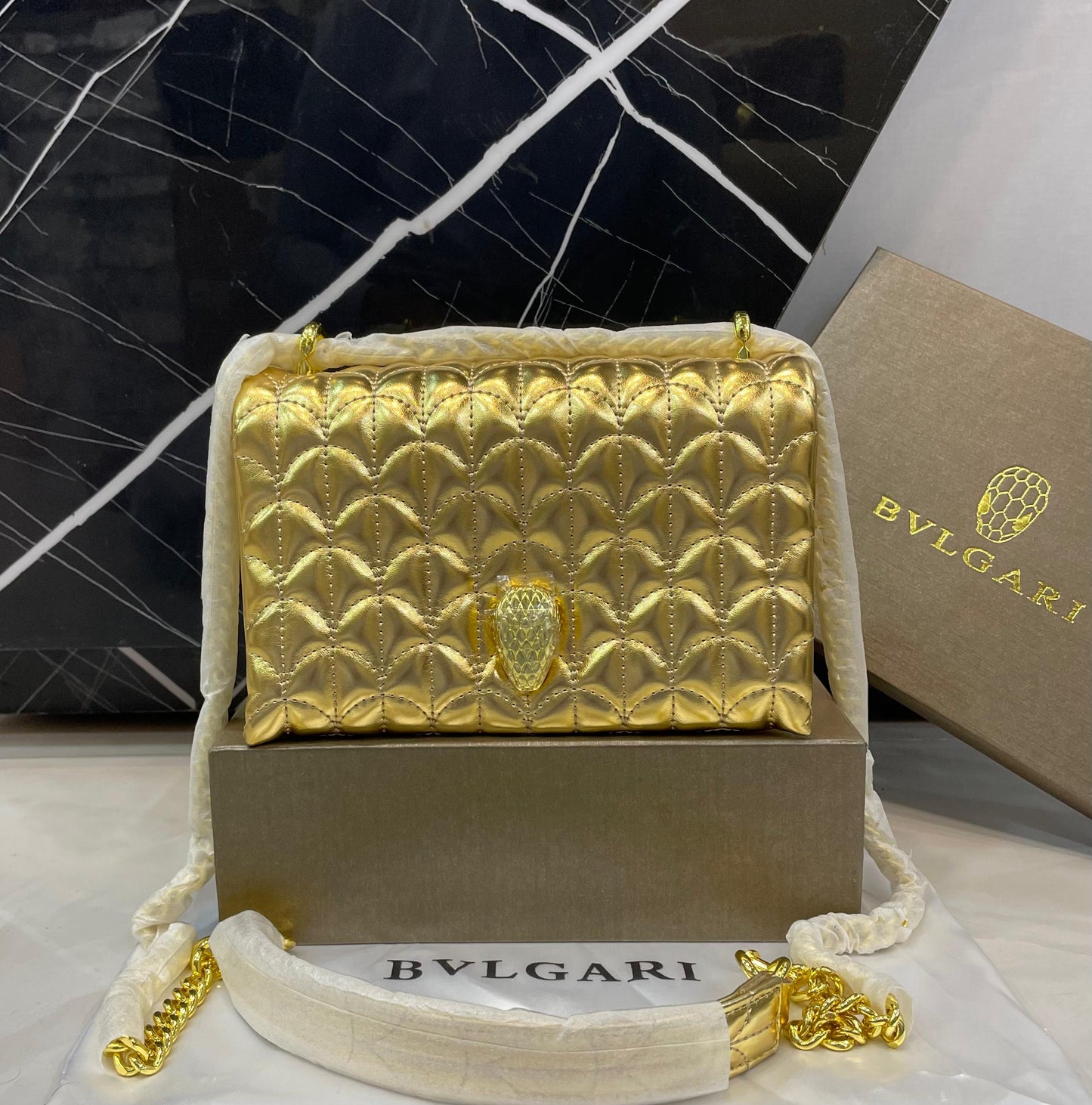 B-V-L-G-A-R-I Luxury Statement Crossbody Women Bag – Master High Quality | (Gold)
