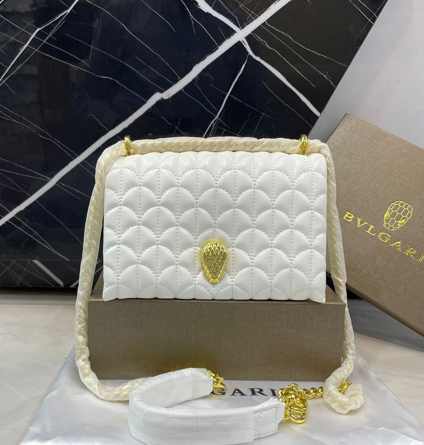 B-V-L-G-A-R-I Luxury Statement Crossbody Women Bag – Master High Quality | (White)