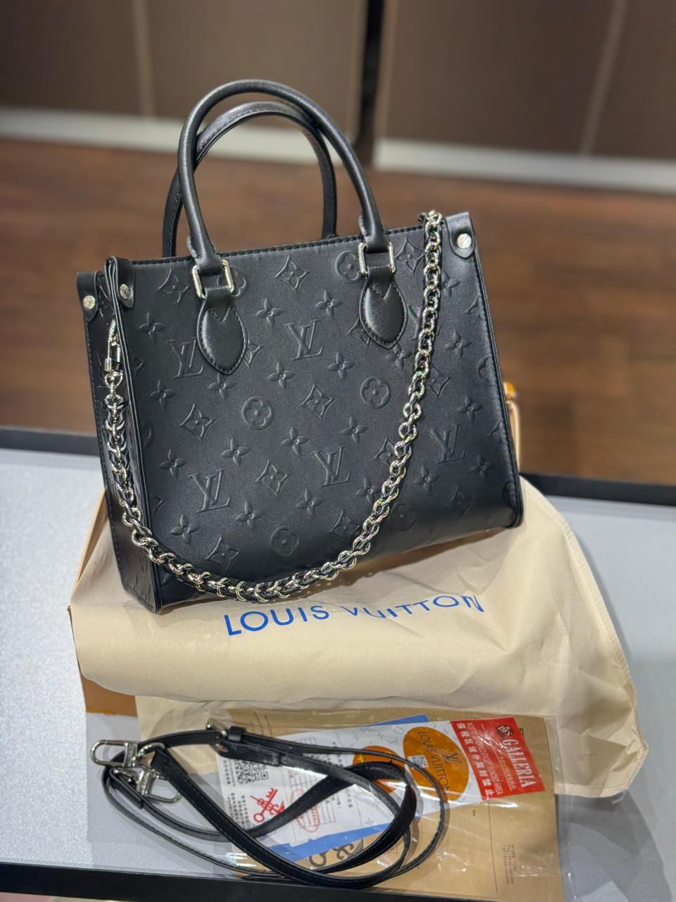 L-O-U-I-S V-U-I-T-T-O-N Luxury Structured PM Tote Women Bag – Black Calf Leather | Premium Edition