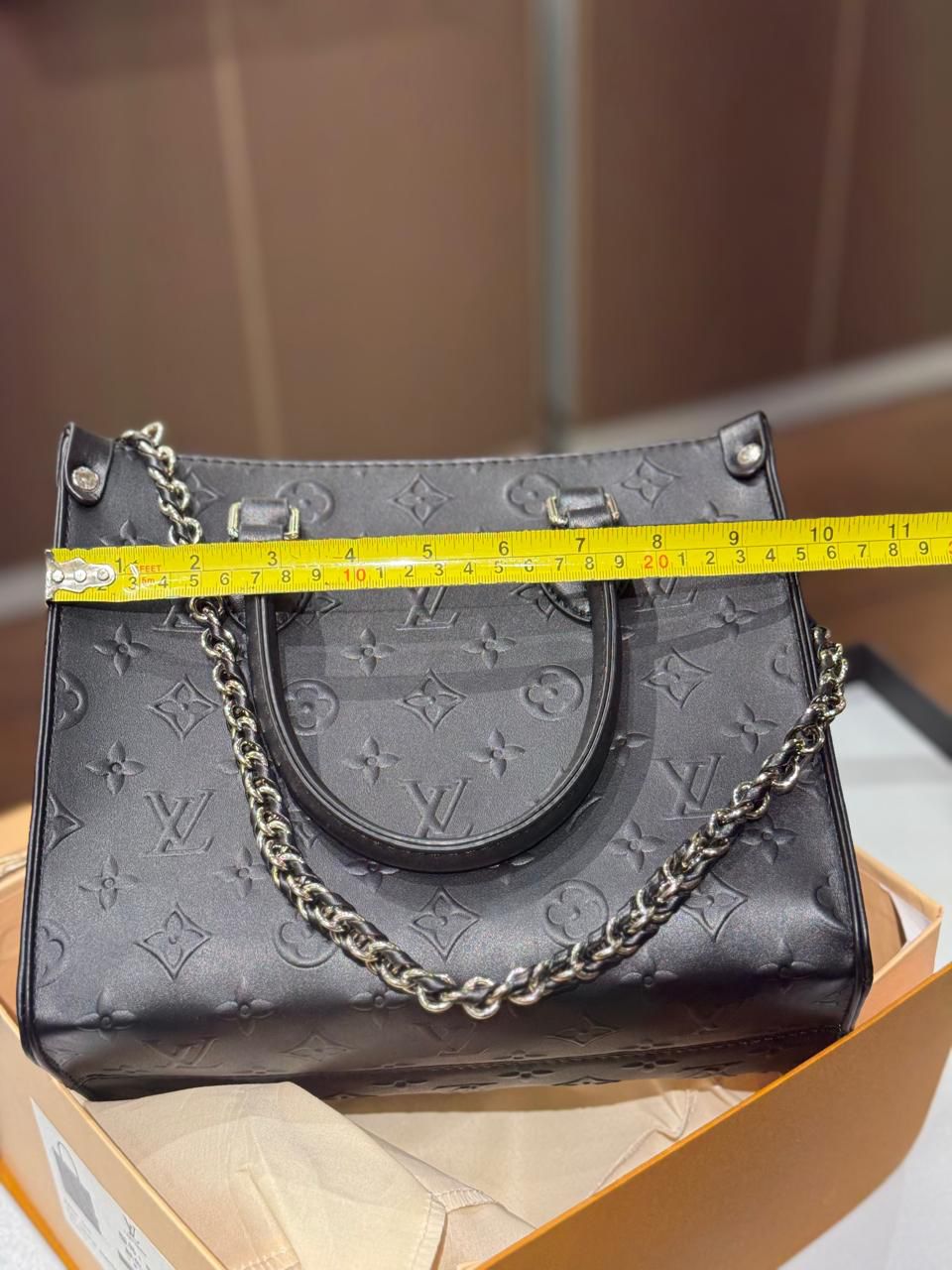 L-O-U-I-S V-U-I-T-T-O-N Luxury Structured PM Tote Women Bag – Black Calf Leather | Premium Edition