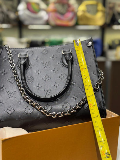 L-O-U-I-S V-U-I-T-T-O-N Luxury Structured PM Tote Women Bag – Black Calf Leather | Premium Edition