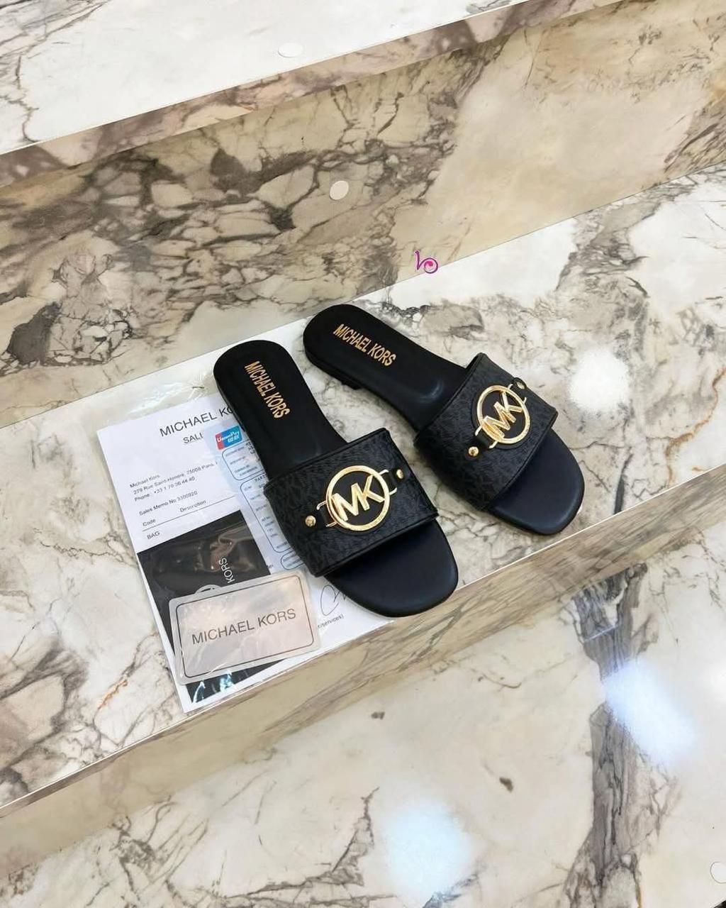 M-I-C-H-A-E-L K-O-R-S Inspired Flat Slippers – Regular Wear Women Footwear (Black)