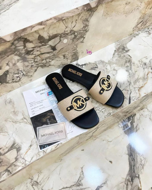 M-I-C-H-A-E-L K-O-R-S Inspired Flat Slippers – Regular Wear Women Footwear (Black-2)