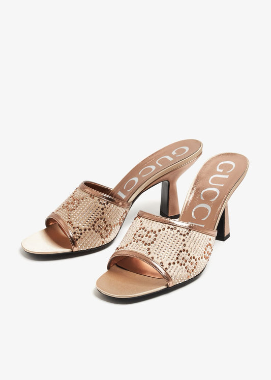 G-U-C-C-I Luxury Crystal-Embellished Heeled Sandals – Premium Women Footwear | Elegant Edition