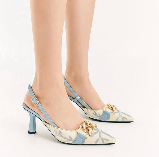 Z-A-R-A Embroidered Women Heels – Premium Edition (Blue)