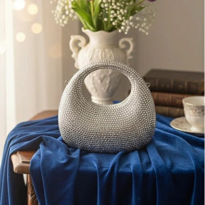 S-W-A-R-O-V-S-K-I Mini Rhinestone Clutch Women Bag – Glam Party Edition (Silver)