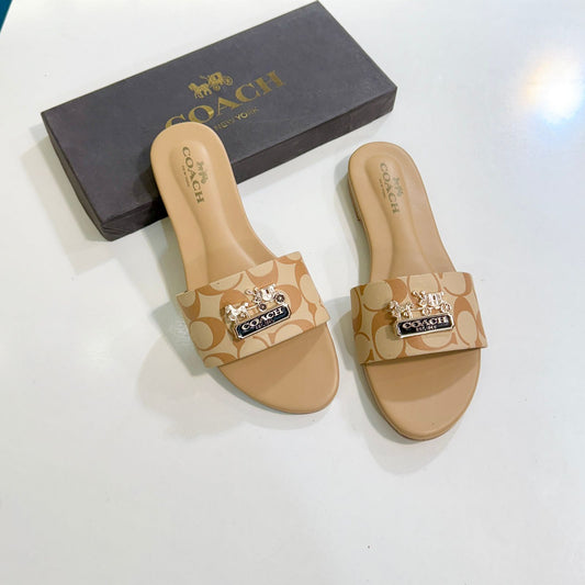 C-O-A-C-H Softy Flat Slippers – Elegant Women Footwear (Beige)