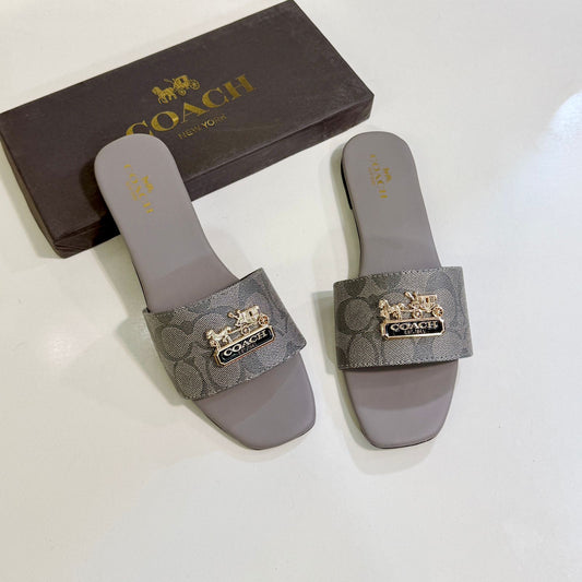 C-O-A-C-H Softy Flat Slippers – Elegant Women Footwear (Grey)