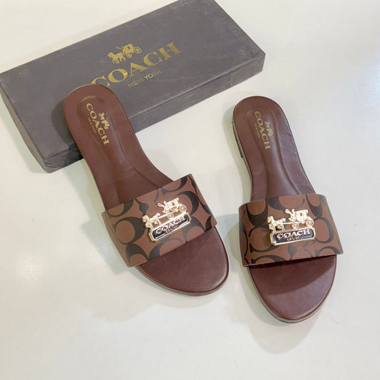 C-O-A-C-H Softy Flat Slippers – Elegant Women Footwear (Brown)