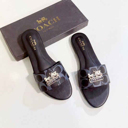 C-O-A-C-H Softy Flat Slippers – Elegant Women Footwear (Black)