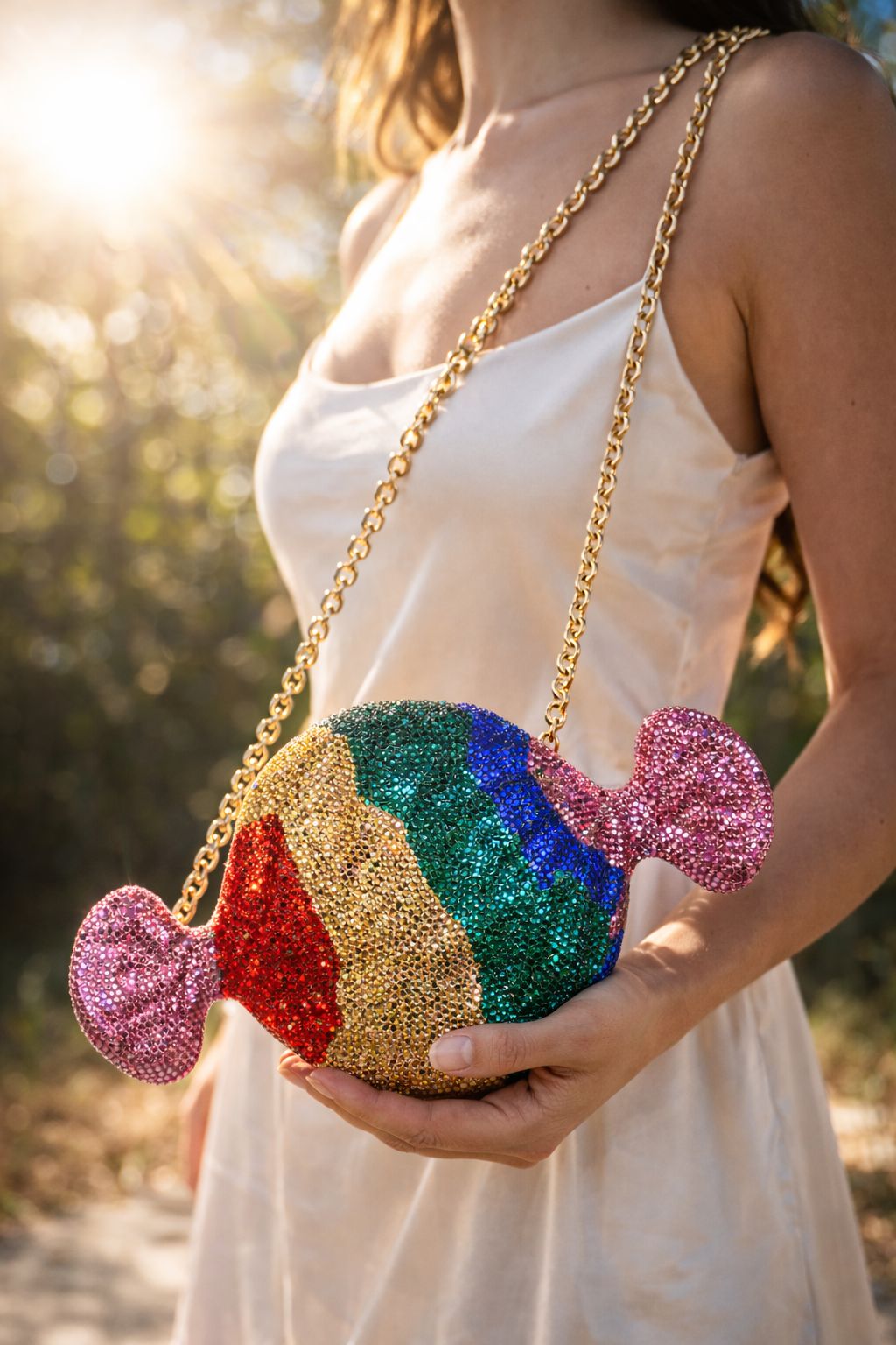 S-W-A-R-O-V-S-K-I Fancy Rhinestone Clutch – Elegant Women Bag (Multi Colour)