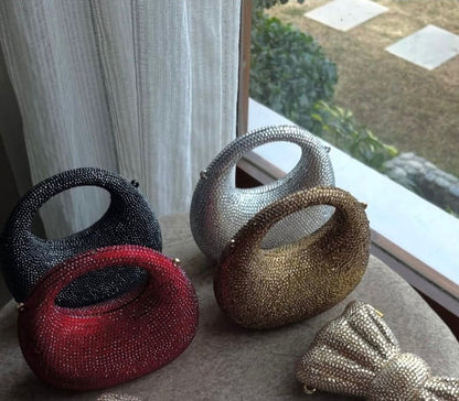 S-W-A-R-O-V-S-K-I Mini Rhinestone Clutch Women Bag – Glam Party Edition (Red)