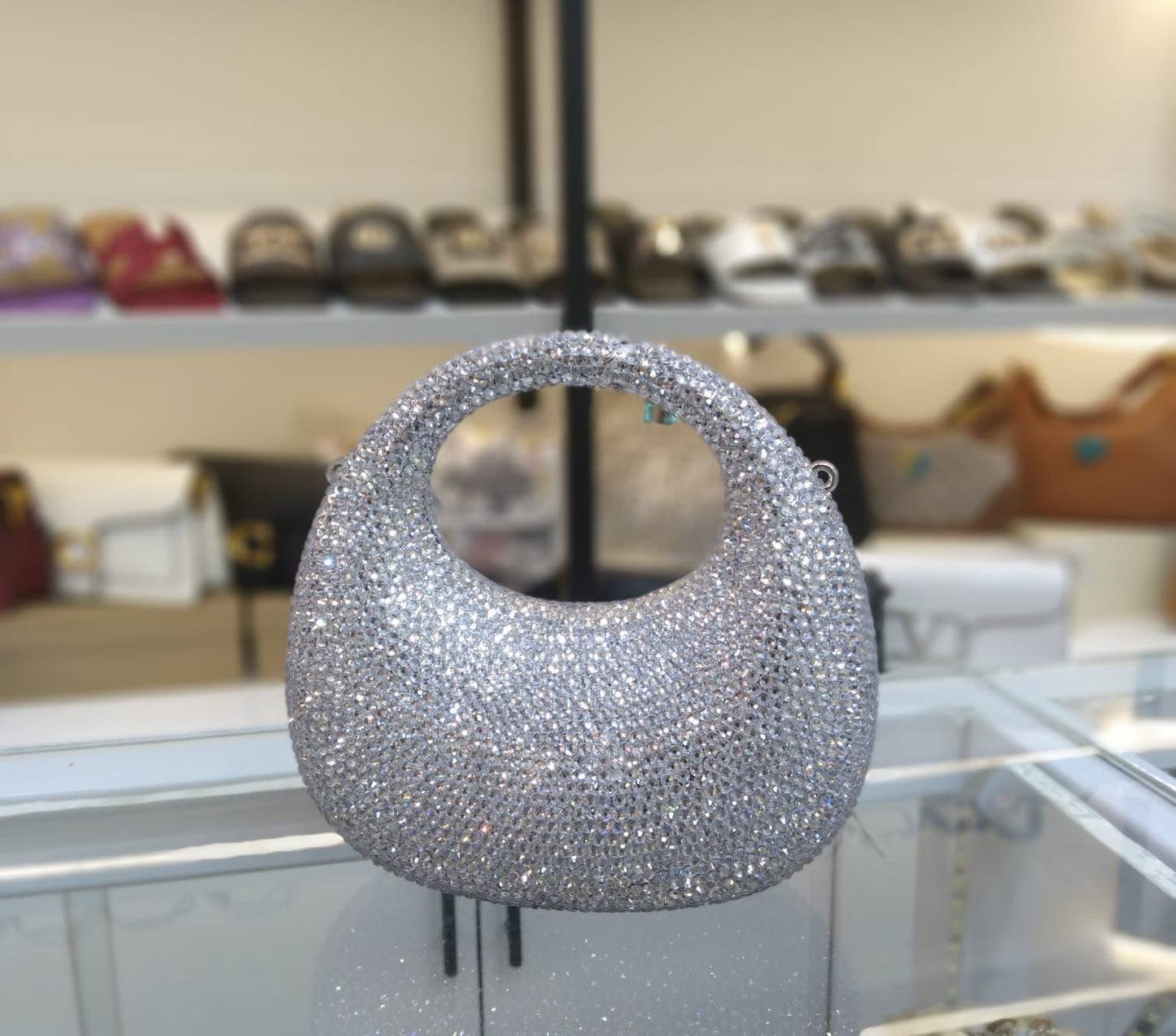 S-W-A-R-O-V-S-K-I Mini Rhinestone Clutch Women Bag – Glam Party Edition (Silver)