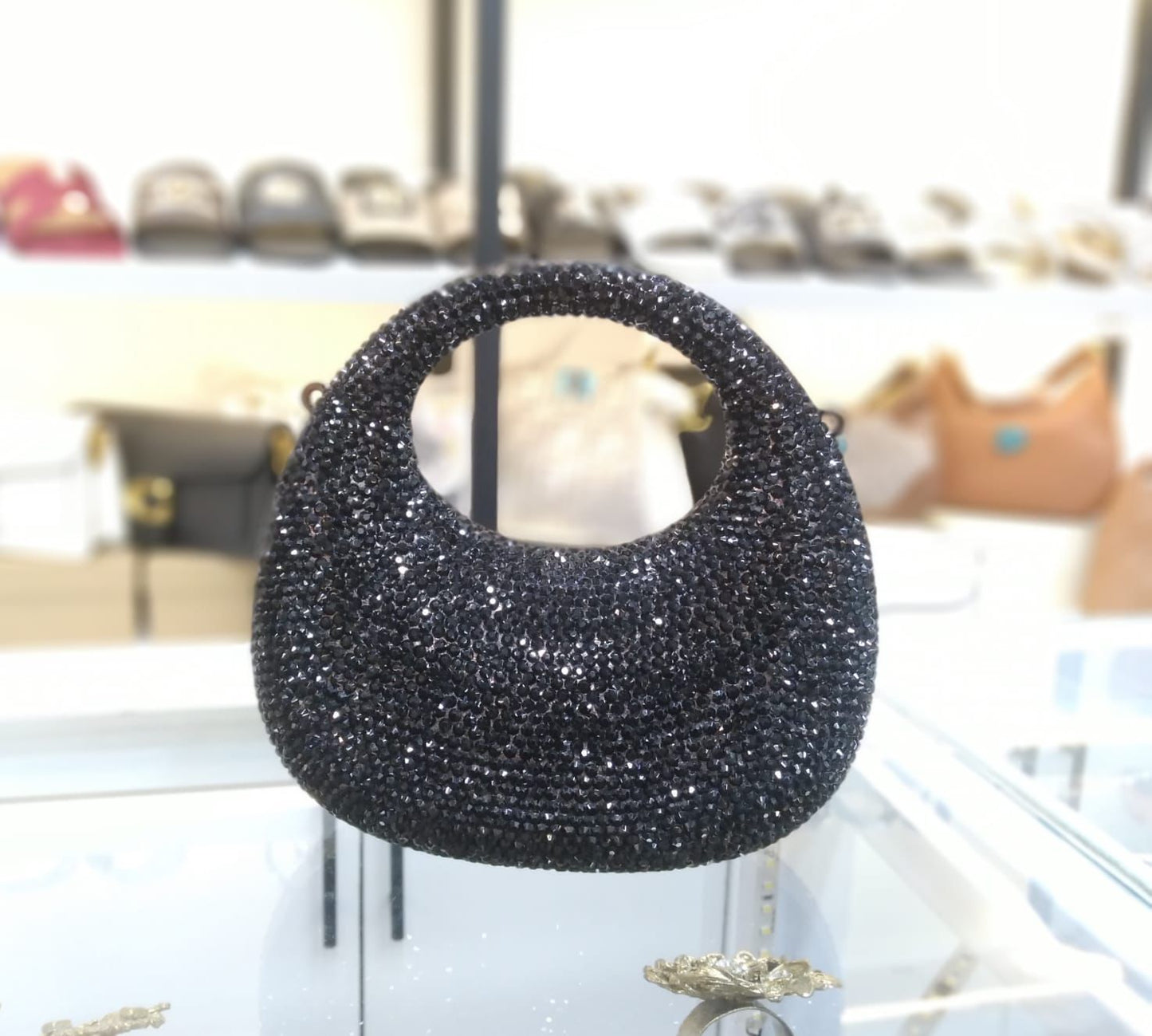 S-W-A-R-O-V-S-K-I Mini Rhinestone Clutch Women Bag – Glam Party Edition (Black)