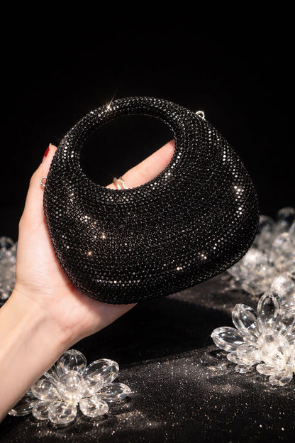 S-W-A-R-O-V-S-K-I Mini Rhinestone Clutch Women Bag – Glam Party Edition (Black)