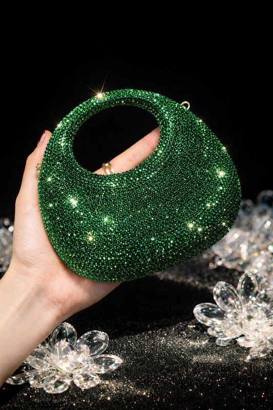 S-W-A-R-O-V-S-K-I Mini Rhinestone Clutch Women Bag – Glam Party Edition (Green)