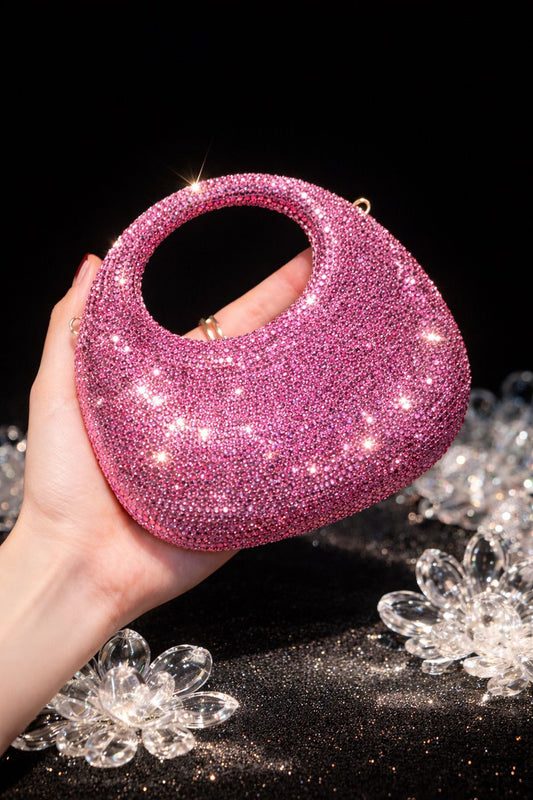 S-W-A-R-O-V-S-K-I Mini Rhinestone Clutch Women Bag – Glam Party Edition (Pink)