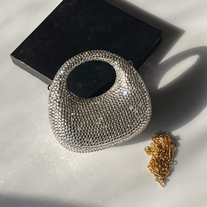 S-W-A-R-O-V-S-K-I Mini Rhinestone Clutch Women Bag – Glam Party Edition (Silver)