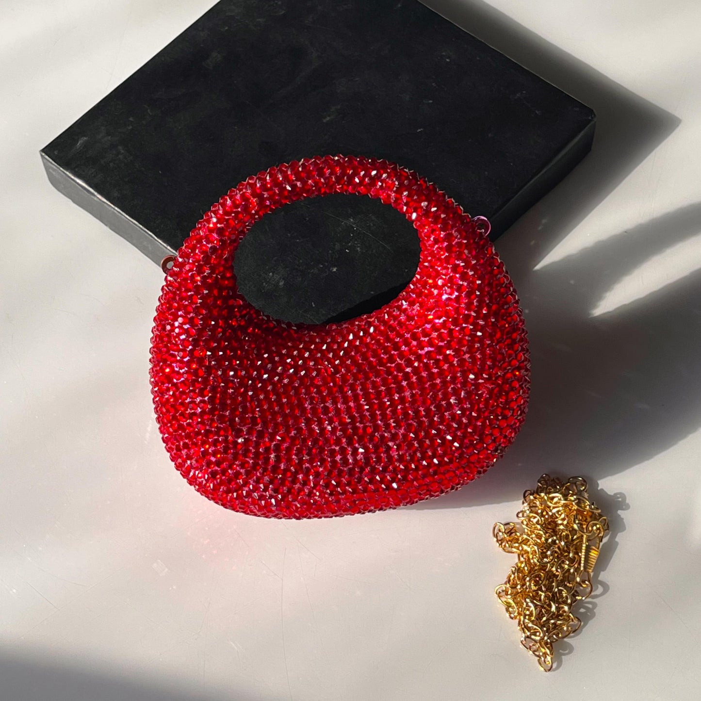 S-W-A-R-O-V-S-K-I Mini Rhinestone Clutch Women Bag – Glam Party Edition (Red)