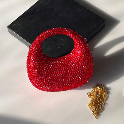S-W-A-R-O-V-S-K-I Mini Rhinestone Clutch Women Bag – Glam Party Edition (Red)