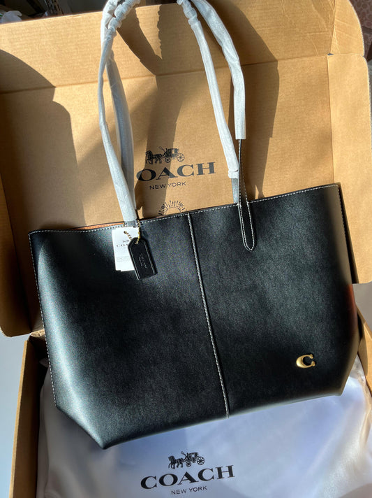 C-O-A-C-H North Tote Bag 32 – Premium Canvas & Leather Women Bag (Black-2)