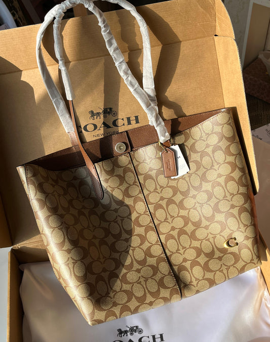 C-O-A-C-H North Tote Bag 32 – Premium Canvas & Leather Women Bag (Brown)