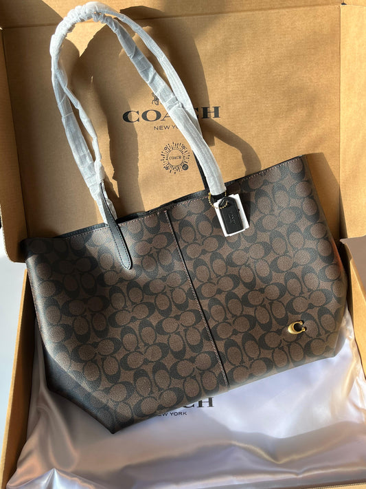 C-O-A-C-H North Tote Bag 32 – Premium Canvas & Leather Women Bag (Black-1)