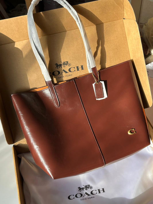 C-O-A-C-H North Tote Bag 32 – Premium Canvas & Leather Women Bag (Brown-2)