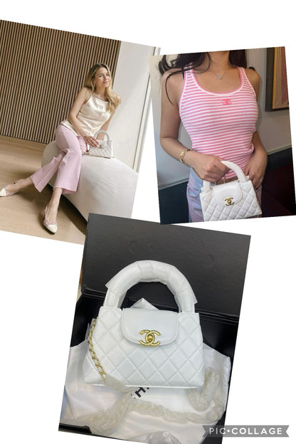 C-H-A-N-E-L KELLY MINI BAG SHINY AGED – Women Bag (White)