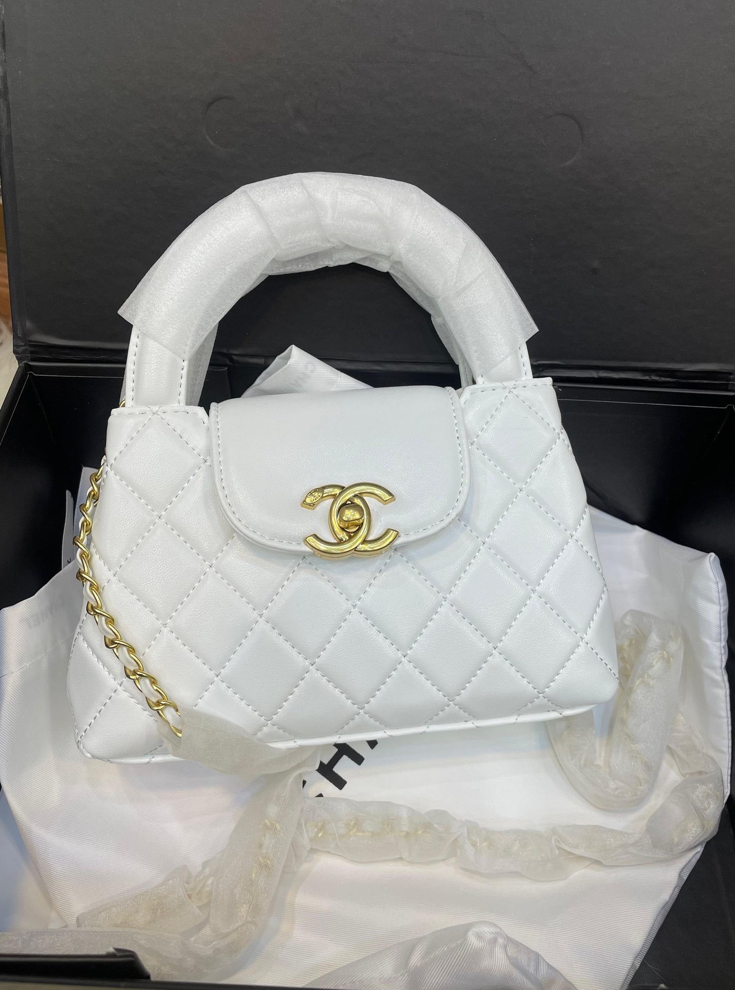 C-H-A-N-E-L KELLY MINI BAG SHINY AGED – Women Bag (White)