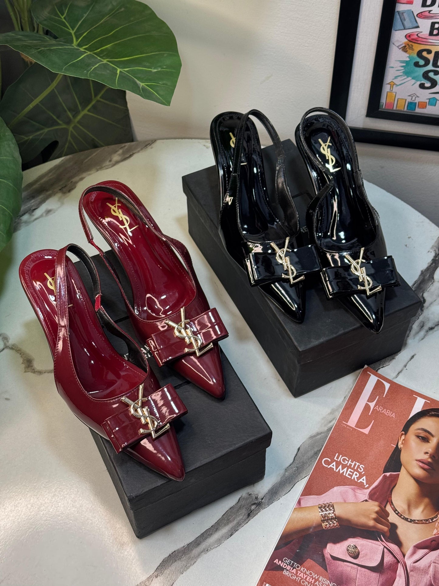 Y-S-L Slingback Women Heels – Pointed Toe Edition (Red)