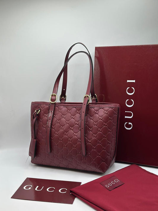 G-U-C-C-I GG Emblem Medium Tote Women Bag – Premium Edition (Maroon)
