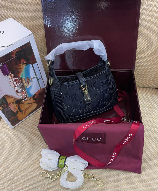 G-U-C-C-I Jackie Notte Crossbody Women Bag – Premium Class Edition (Black)