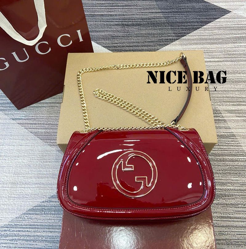G-U-C-C-I Blondie Small Shoulder Women Bag – Rosso Ancora Red Patent