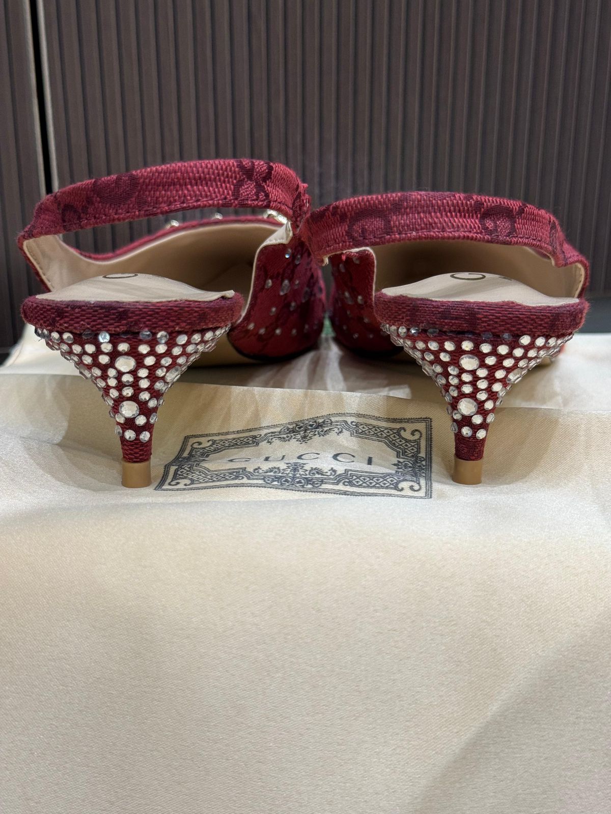 G-U-C-C-I Women’s Slingback Crystal Horsebit Heels – Premium Edition (Red)