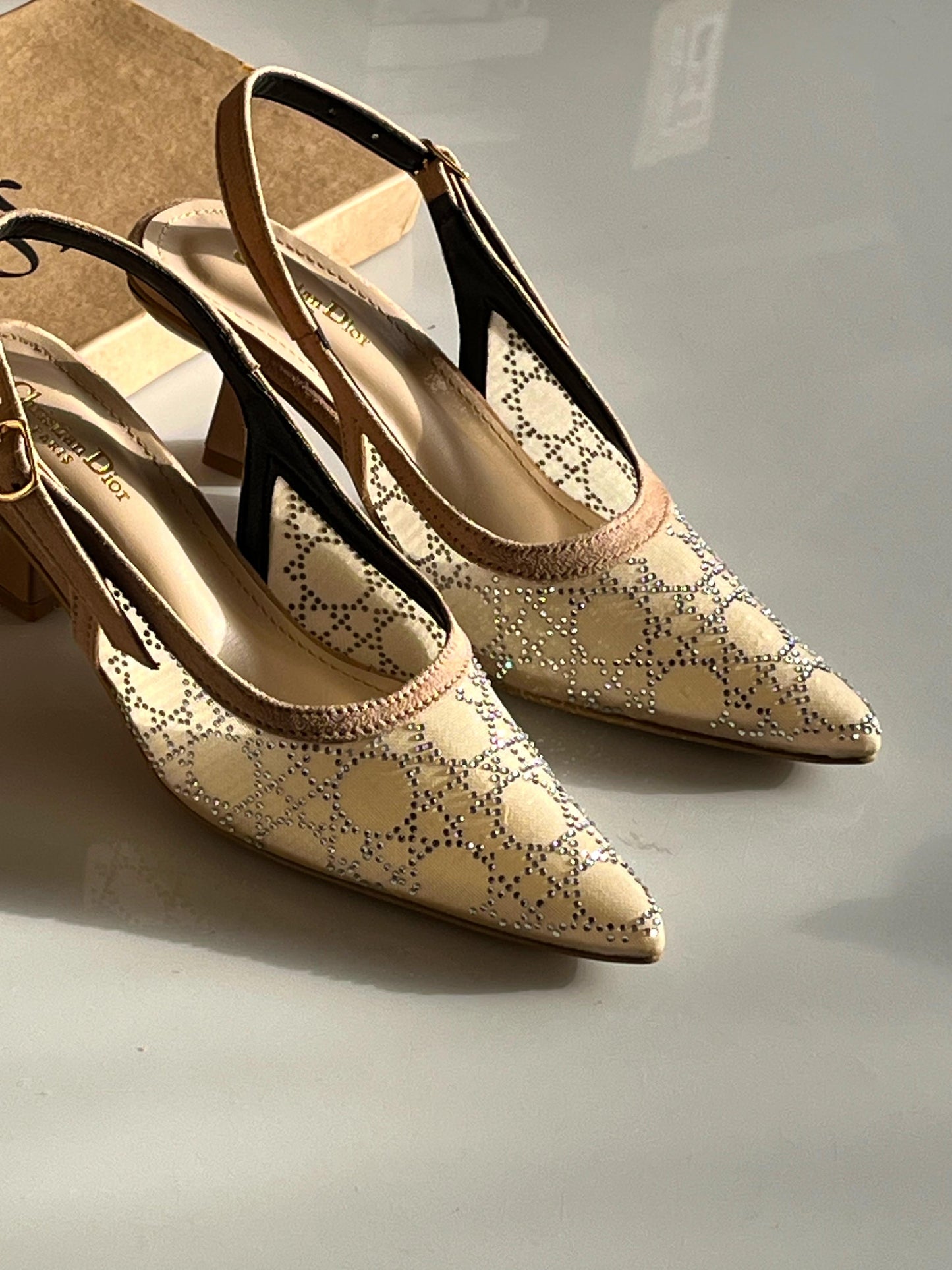 C-H-R-I-S-T-I-A-N D-I-O-R Women Heels – Elegant Luxury Style (Beige)