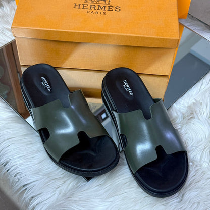 H-E-R-M-È-S Izmir Unisex Slippers – Stylish Comfort Edition (Green/Black)