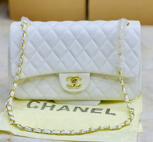 C-H-A-N-E-L Classic Jumbo Women Bag – Luxury Chain Edition (White)