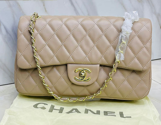 C-H-A-N-E-L Classic Jumbo Women Bag – Luxury Chain Edition (Beige)