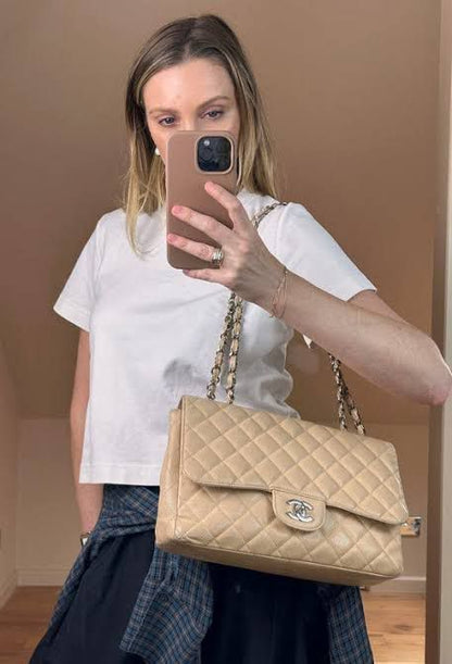C-H-A-N-E-L Classic Jumbo Women Bag – Luxury Chain Edition (Beige)