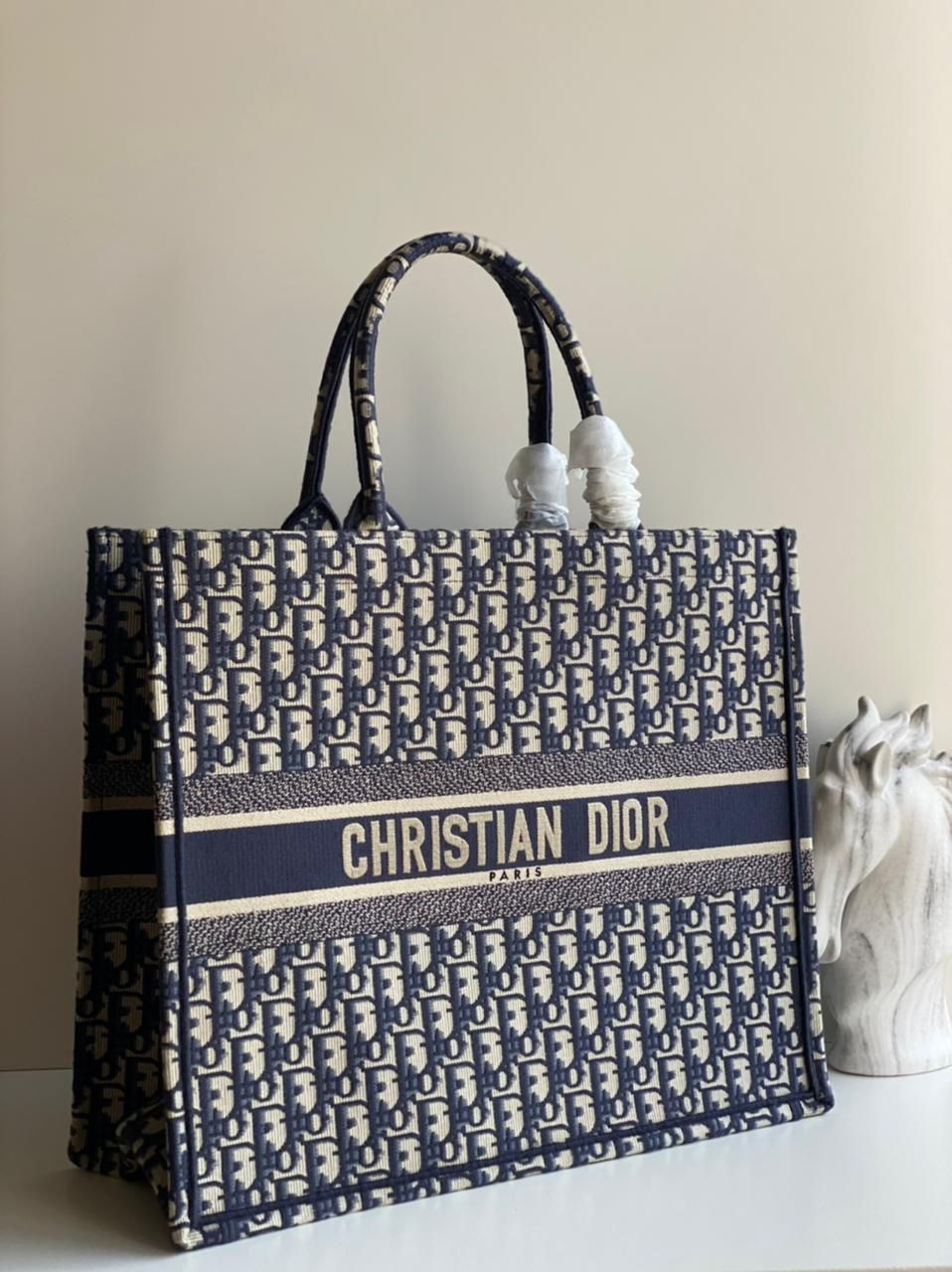 C-H-R-I-S-T-I-A-N D-I-O-R Book Tote Women Bag – Fully Embroidered Luxury Edition (Blue)