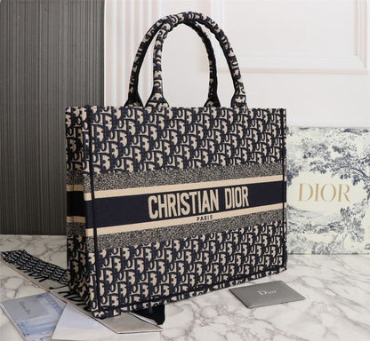 C-H-R-I-S-T-I-A-N D-I-O-R Book Tote Women Bag – Fully Embroidered Luxury Edition (Black)