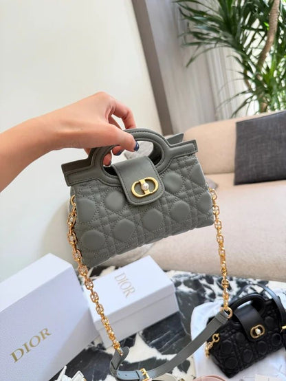 C-H-R-I-S-T-I-A-N D-I-O-R Jolie Top Handle Mini Women Bag – Elegant Edition (Grey)