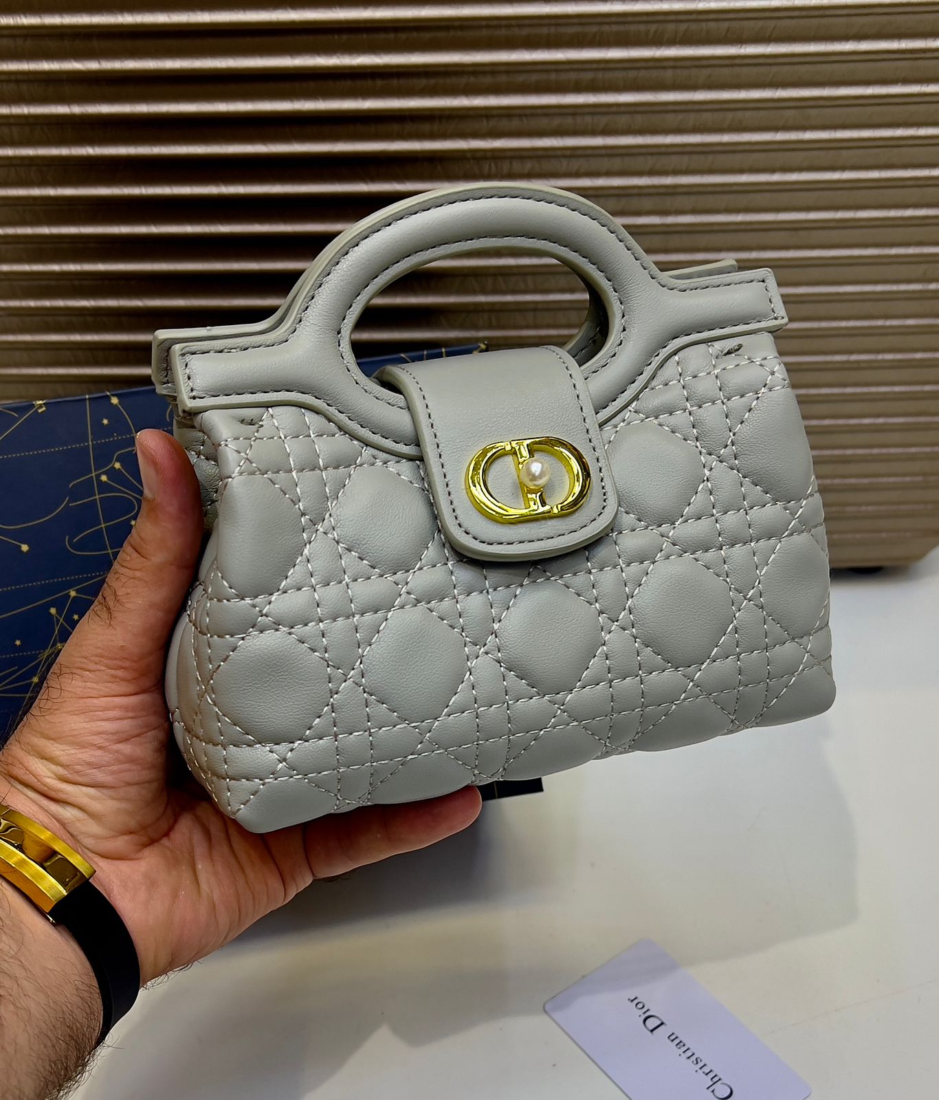C-H-R-I-S-T-I-A-N D-I-O-R Jolie Top Handle Mini Women Bag – Elegant Edition (Grey)