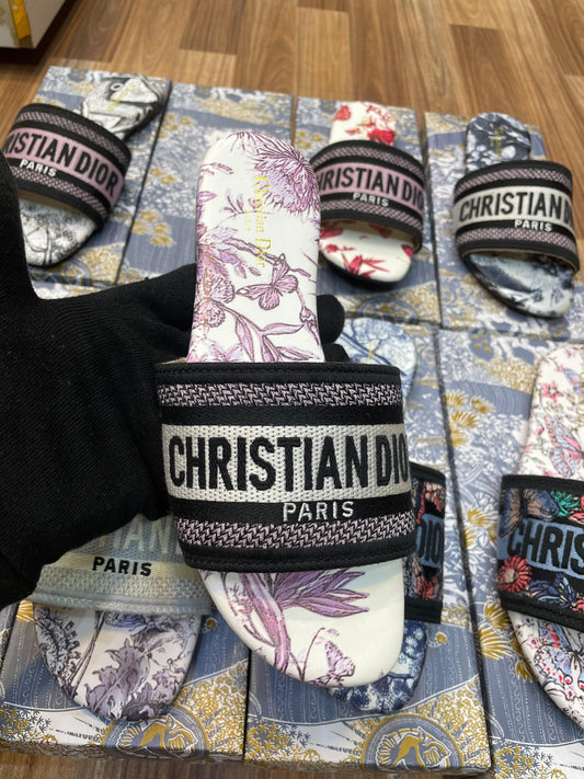 C-H-R-I-S-T-I-A-N D-I-O-R Embroidery Flats Imported With Brand box (Design-4)