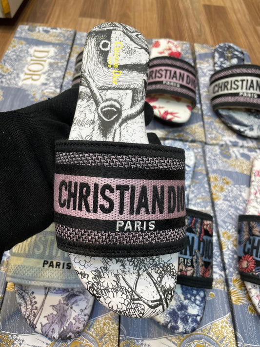 C-H-R-I-S-T-I-A-N D-I-O-R Embroidery Flats Imported With Brand box (Design-3)