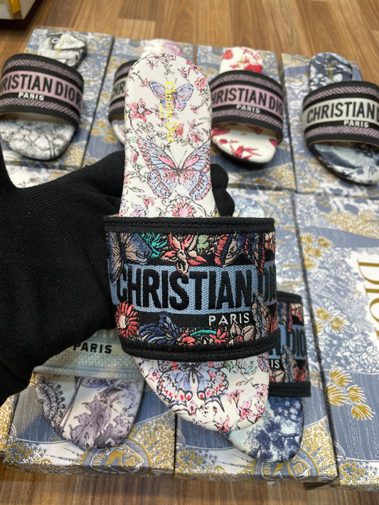 C-H-R-I-S-T-I-A-N D-I-O-R Embroidery Flats Imported With Brand box (Design-5)