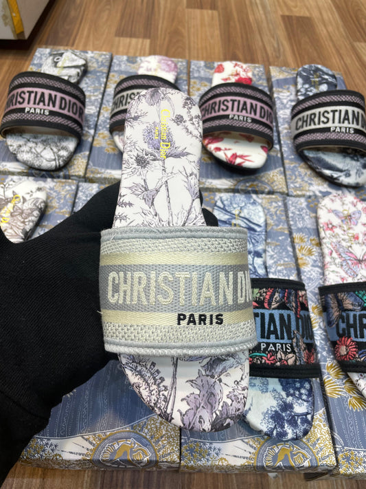 C-H-R-I-S-T-I-A-N D-I-O-R Embroidery Flats Imported With Brand box (Design-2)