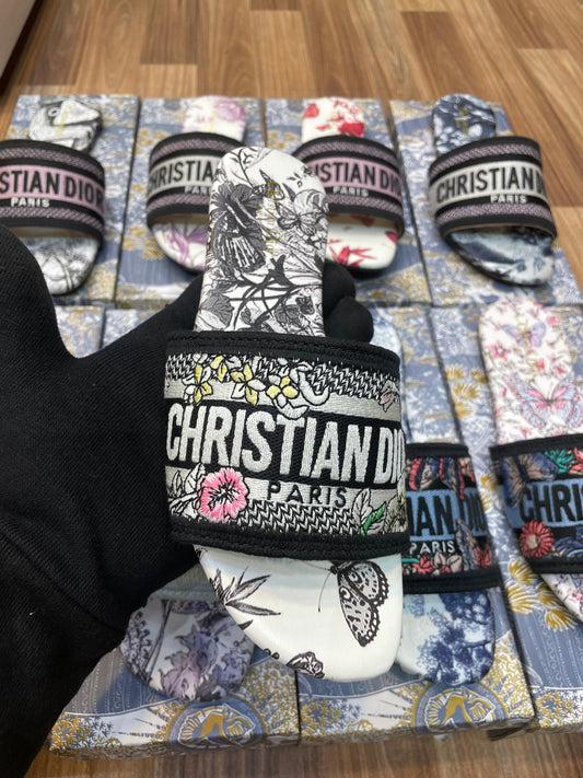 C-H-R-I-S-T-I-A-N D-I-O-R Embroidery Flats Imported With Brand box (Design-6)